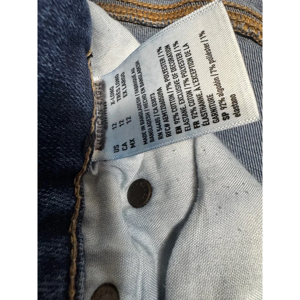 American Eagle Favorite Boyfriend Jeans Womens 12 X-Long Blue Stretch Denim